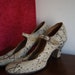 1930s Leather Snake Skin Designed Heeled Shoes UK size 5 1/2 USA 8 1/2 Continental 38 1/2