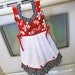 Dish Towel Dress in Mod Red Black and White Flowers