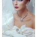 Brides Necklace & Earrings - Domed Rhinestone Fan Set 1985ag-012312000