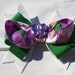 green and purple butterfly hair bow- summer hair clip- girls accessories