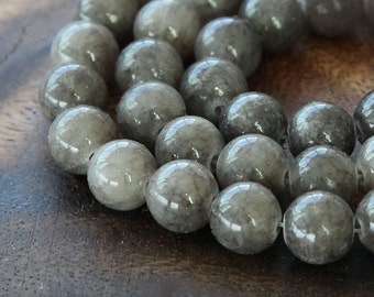Mountain Jade Beads, Gray, 8mm Round - 15 Inch Strand - eMJR-G23-8