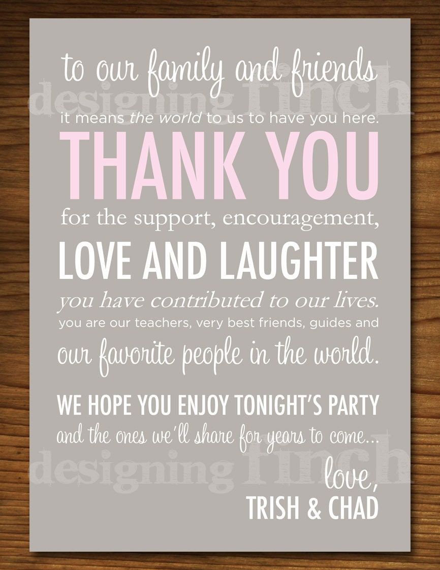 Wedding Thank You Place Card Stationary Customizable