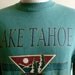 vintage 90's Lake Tahoe Smokey Mountains California/Nevada travel souvenir men's/unisex blue green fleece sweatshirt, crew neck/long sleeves
