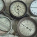 VINTAGE GUAGES THERMOMETERS - Industrial Meters - Steampunk - Metal - temperature