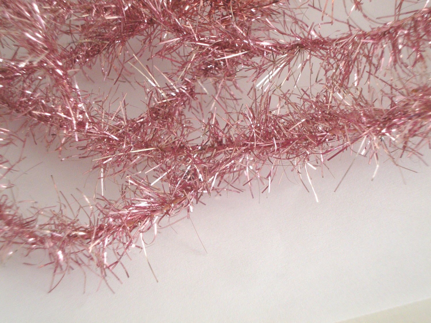 VINTAGE Pink Tinsel Garland Christmas Decorations