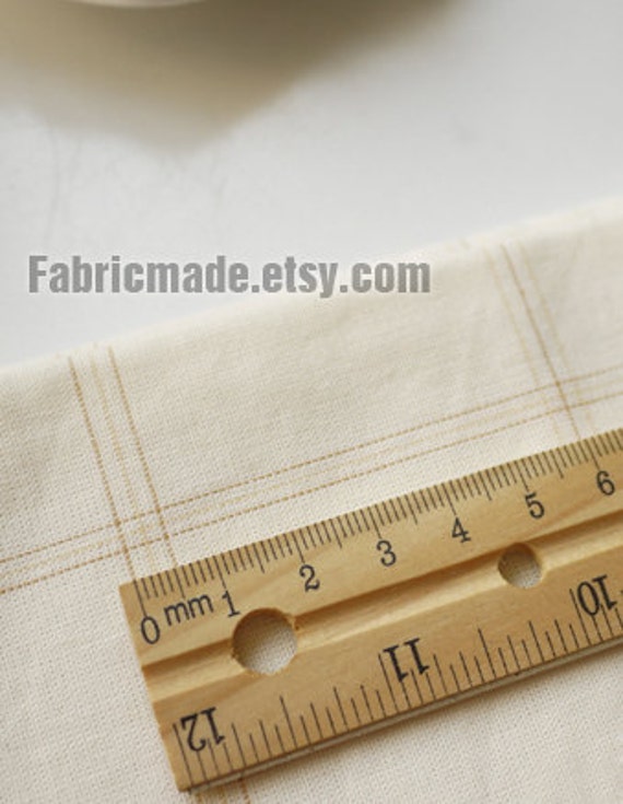 Beige Fabric Beige Plaid Fabric Large Plaid Cotton by fabricmade