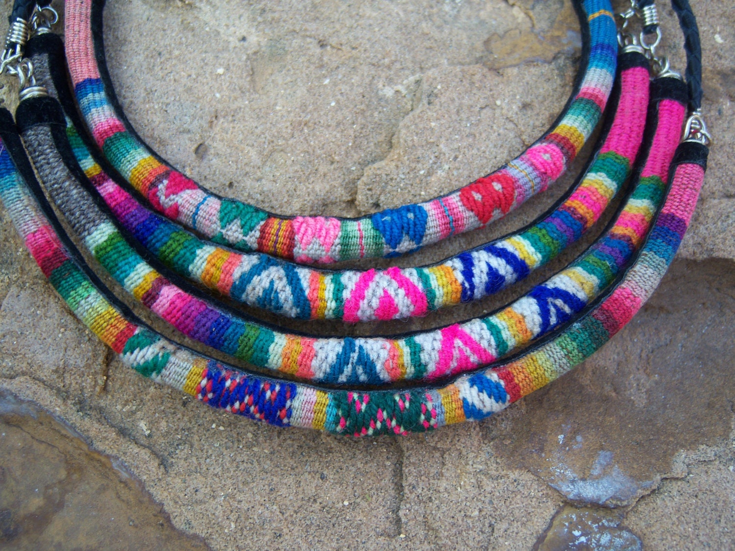 Peruvian Alpaca Wool Necklace/Peruvian Textile Necklace