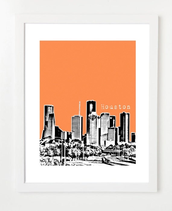 Houston Poster Texas State City Art Print Skyline Poster
