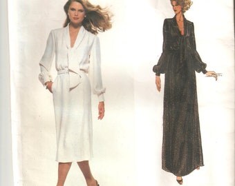 UNCUT Vogue Sewing Pattern 1857, design by Pierre Balman, for Dress Sz 14, 1980s