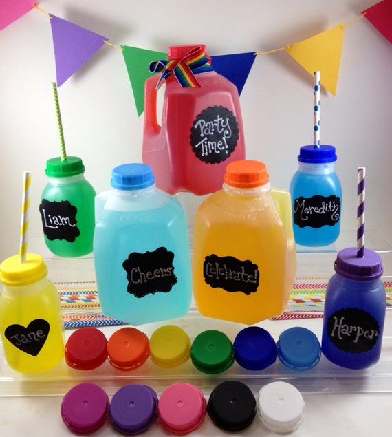 4Quart Milk Jugs with Chalkboard Labels 10 Different Lid