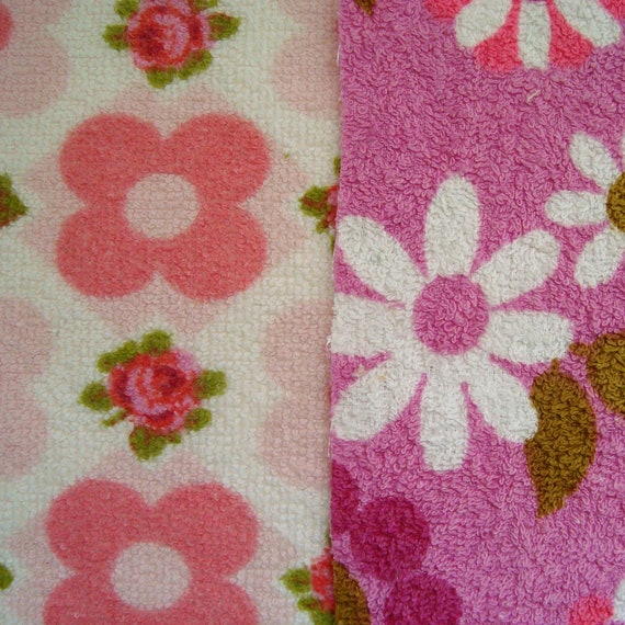 Vintage Fabric Terry cloth / Towelling FAbric remnants
