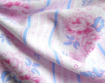 vintage fabric floral fabric blue and pink fabric french fabric pink floral fabric quilting fabric patchwork fabric 102