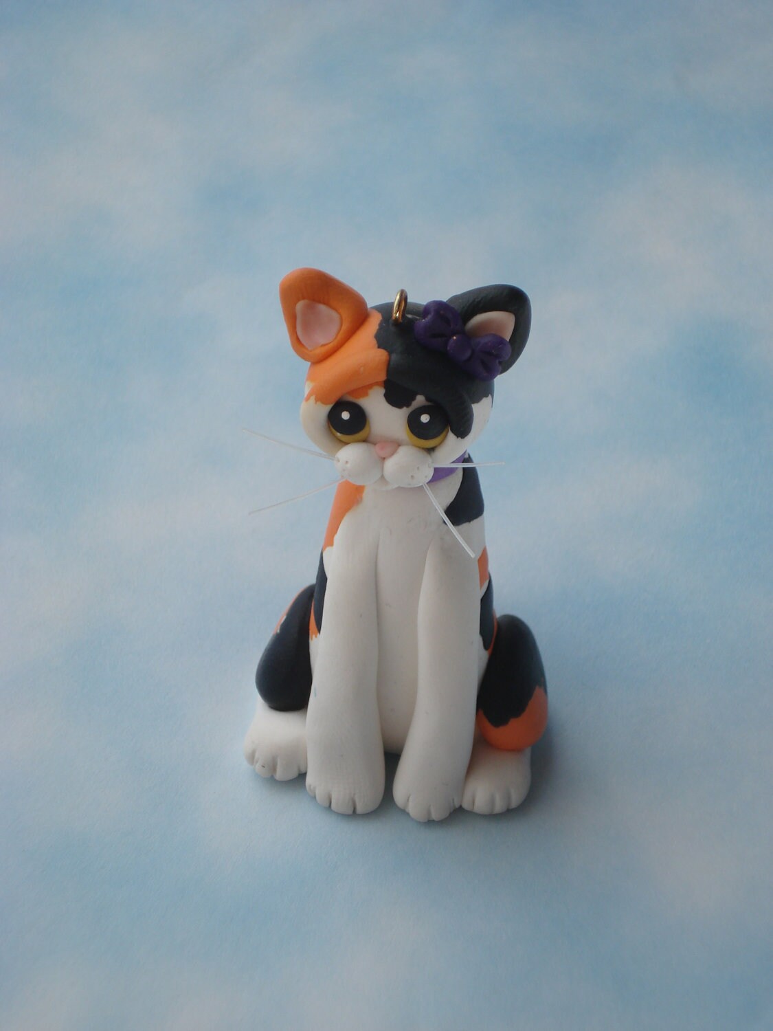 calico cat christmas ornament polymer clay sculpture calico cat christmas ornament polymer clay sculpture