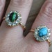 HOLD 20s art deco mint NOS 10k gold-filled rhinestone cocktail ring with your choice turquoise or emerald green mother of pearl