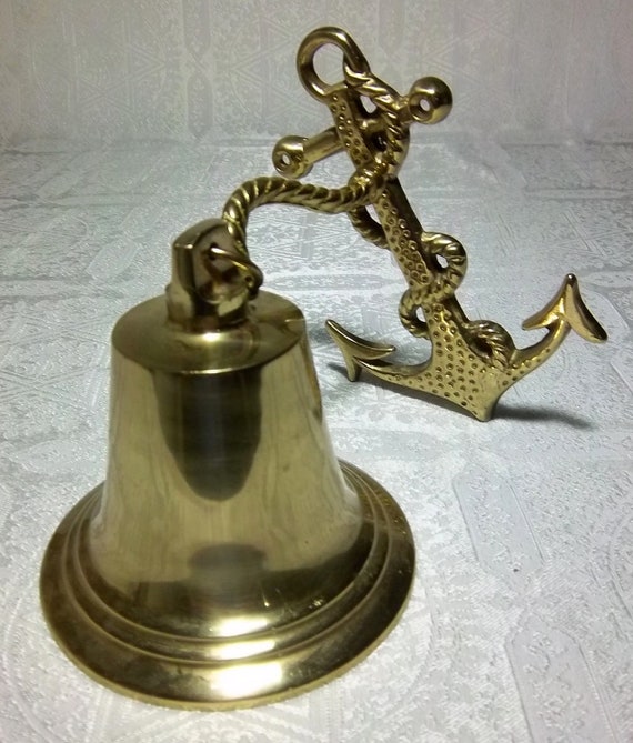 Huge and Heavy Brass Captains Bell with Anchor Hanger