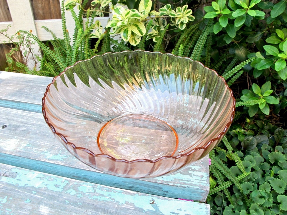 Vintage Pink Glass Bowl Arcoroc France Pink by UnderTheSycamores