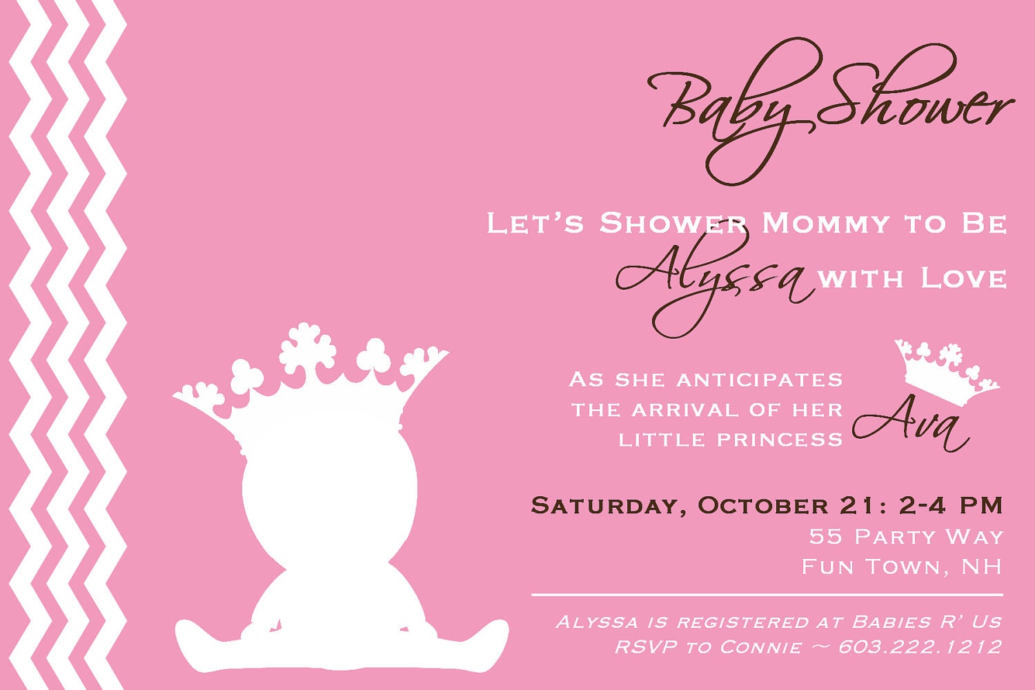 Princess Baby Shower Invitation Girl Princess Baby Shower