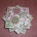 Tile Coasters Set of Four: Pink, Green, White, and Black, Flowers Patterned, Felt-Backed, Tile