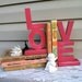 Bold Pink Bookends - spells 'LOVE" / Girls Room / Shabby Chic