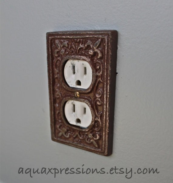 Brown Decorative Electrical Outlet Plate by AquaXpressions on Etsy