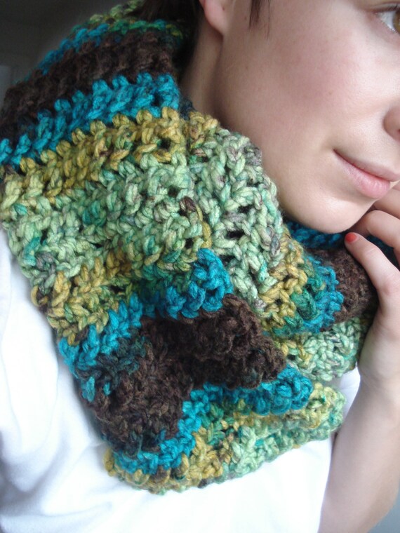 Multicolor crochet scarf chunky thick soft