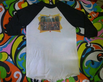 vintage 1970s Aerosmith shirt baseball jersey quarter sleeve 70s Hard Rock Hair Steven Tyler Raglan shirt
