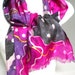 Flamboyant Opera Purple, Indigo gray SILK SCARF with Silver and Gold accents. Hand Painted Silk Scarf by NYC artist Joan Reese/100% Silk