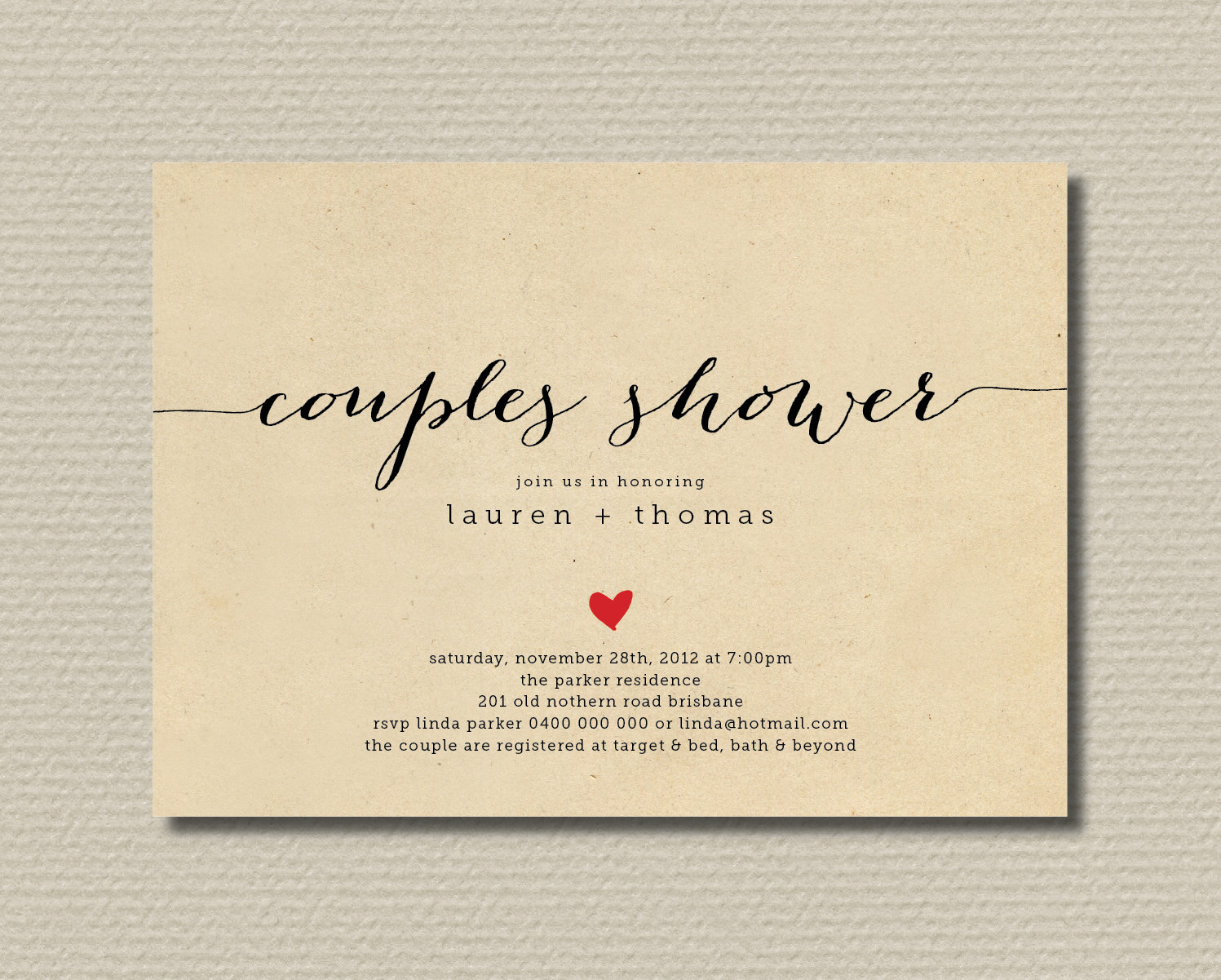 Printable Couples Shower Invitation Simple And By Rosiedaydesign 