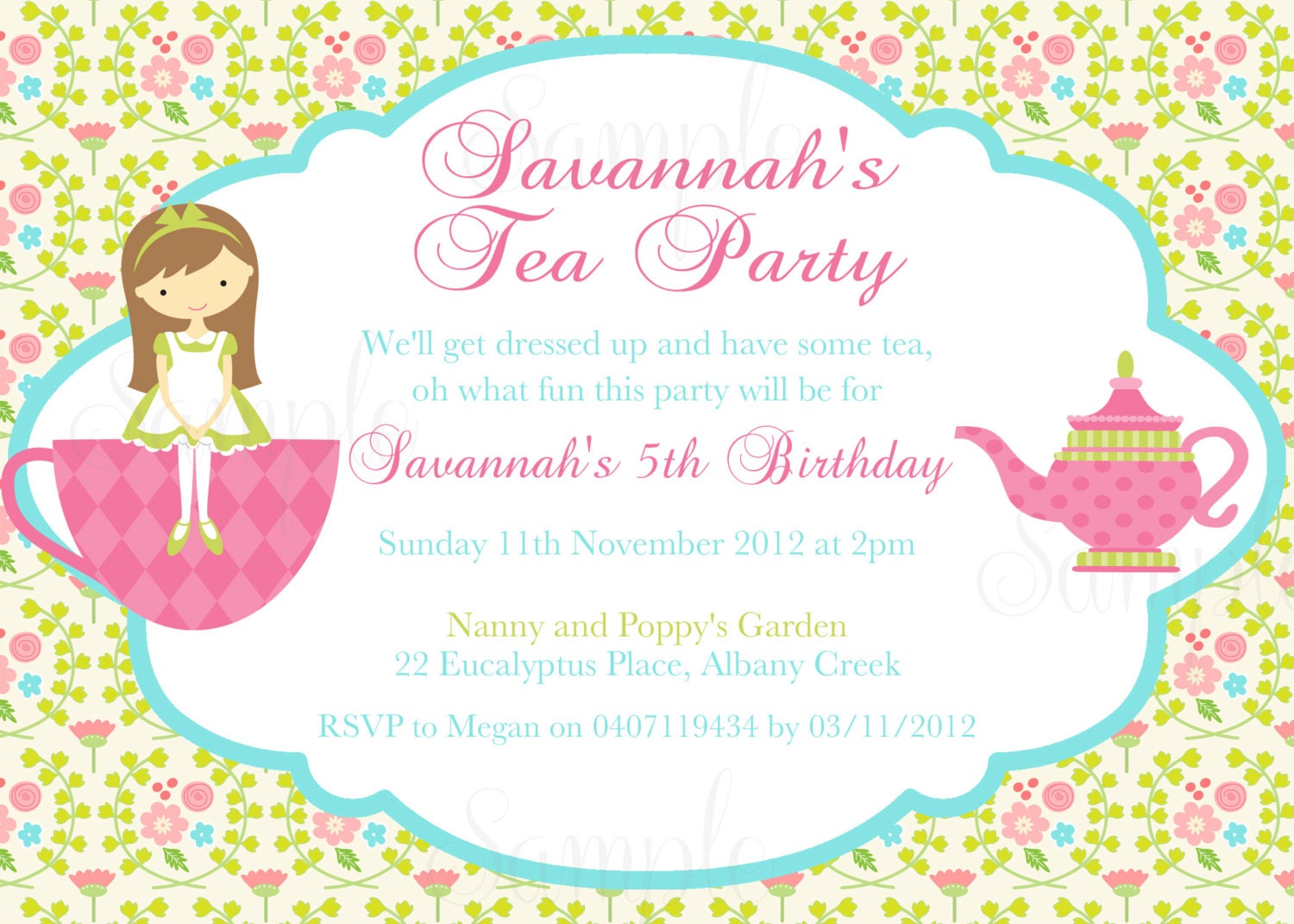 Tea Birthday Party Invitations 10