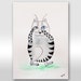 Original cat painting. Grey cat illustration. Original Ink Watercolor Drawing. Striped black and gray cat A4 size original painting 12x8