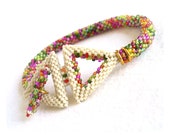 Beaded Triangle Bracelet, Bead Crochet Rope Bracelet, Geometric Summer Bracelet, Cut Out Shapes, Triangular Toggle Clasp - Etsy UK Seller