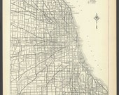 Vintage Map of Chicago Illinois From 1937 Original