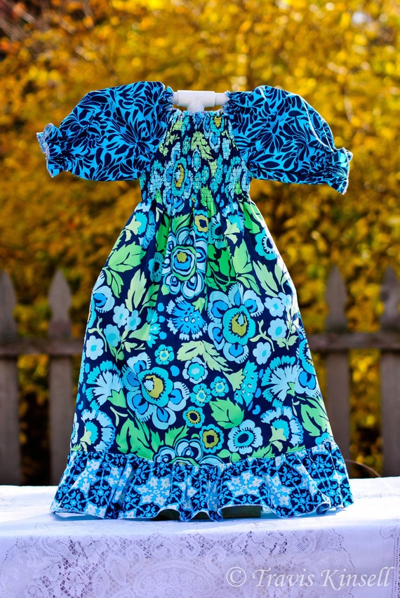 Items similar to 5T blue and green dress on Etsy