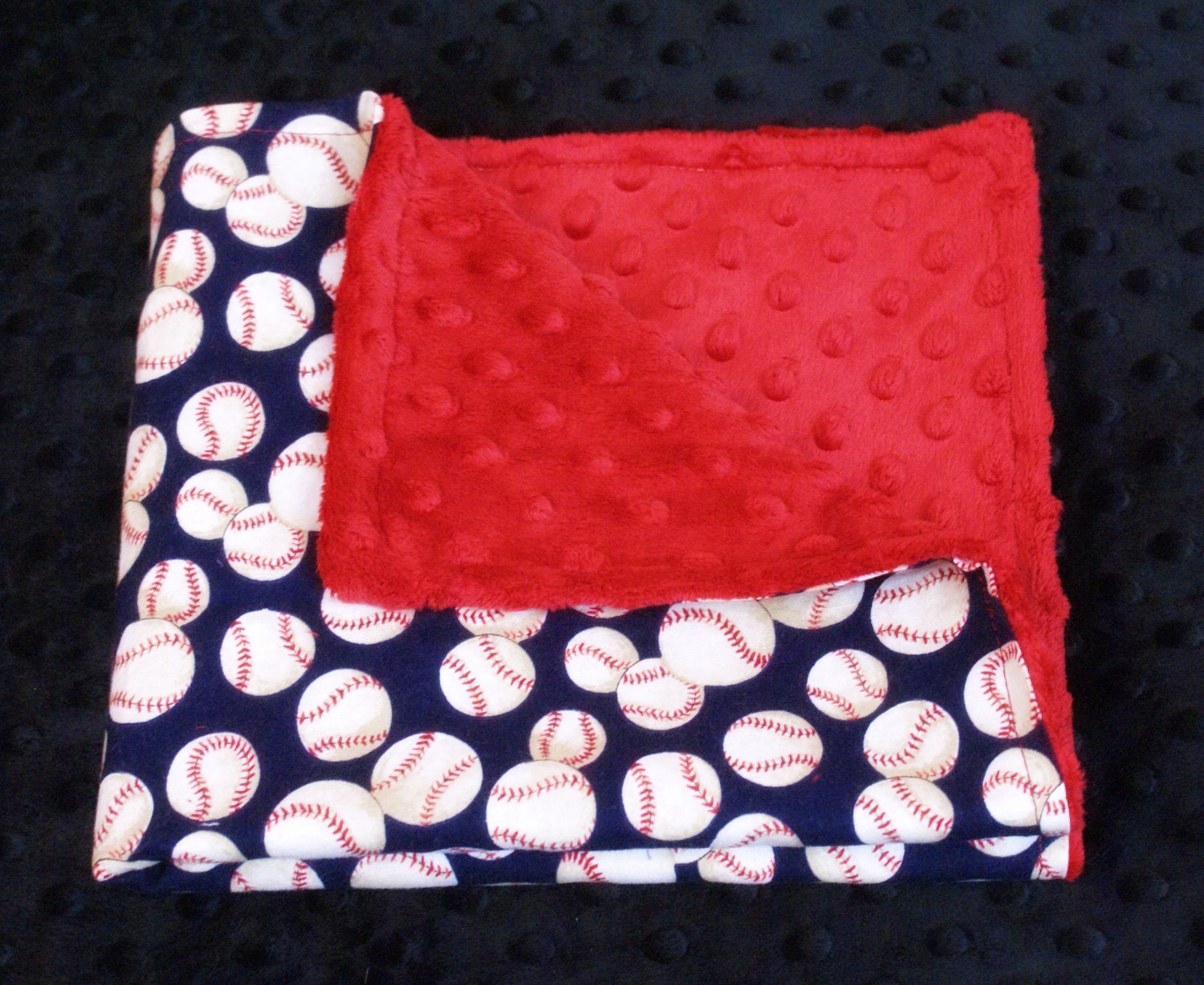 Baby Boy Blanket Baseball and Red Minky Personalized Minky