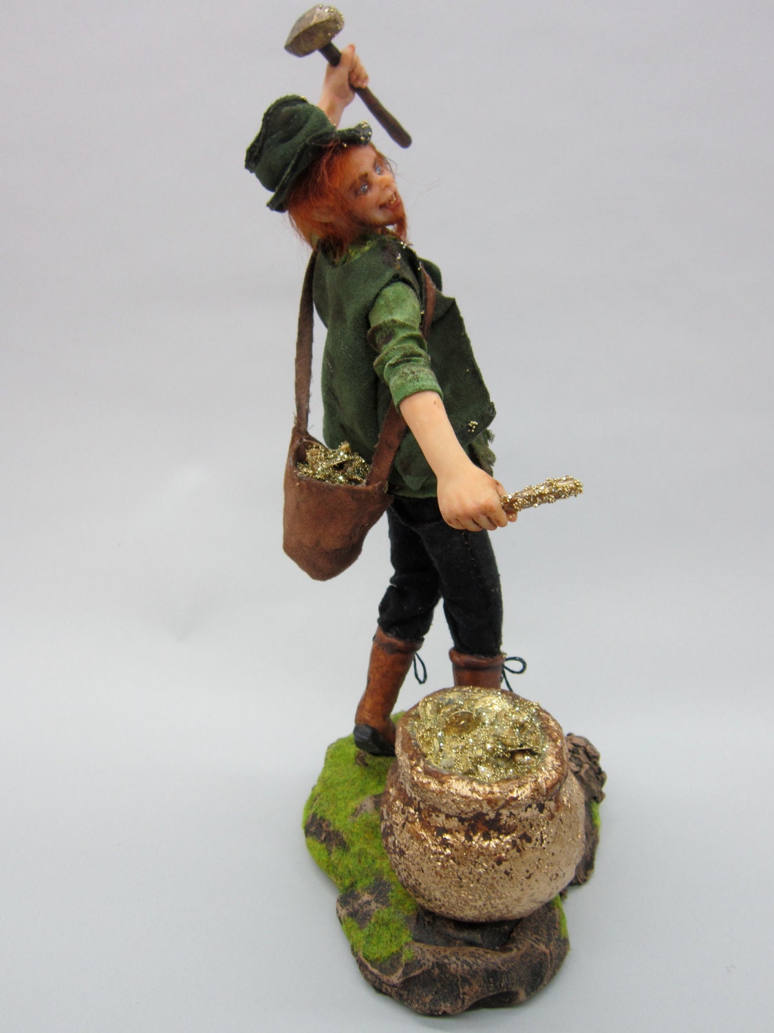 ooak Irish Leprechaun male fairy man art doll sculpture goth