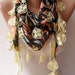 Black and Flowered Scarf with Yellow Trim Edge - Summer Colors