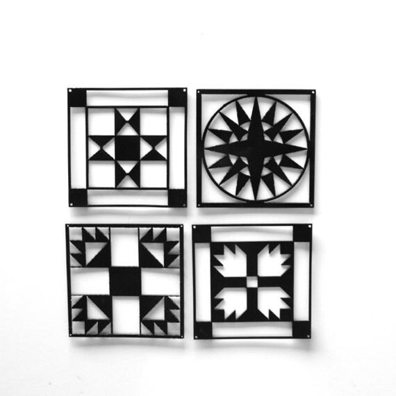 Set of Four Quilt Squares Metal Wall Art by RillaBee on Etsy