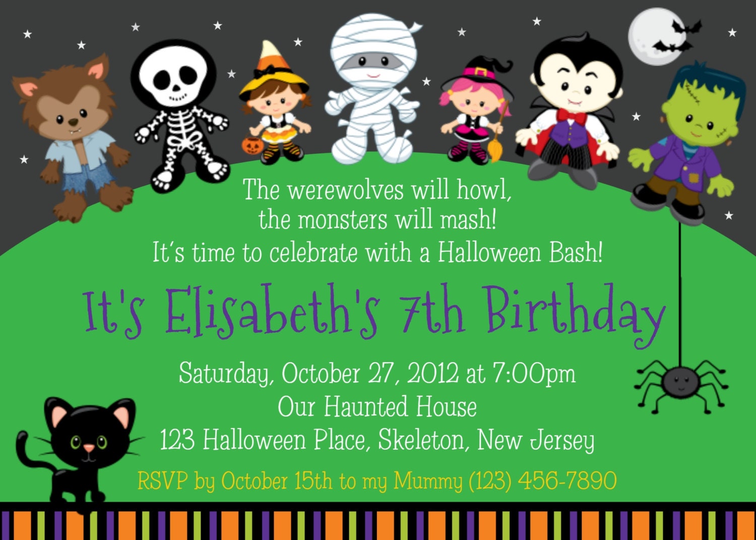 Personalized Halloween Birthday Party Invitations 1