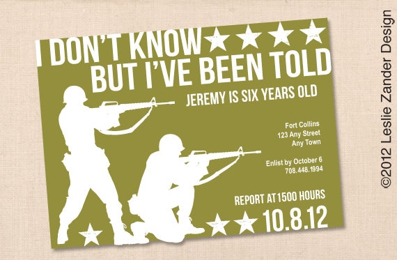 Birthday Invitations Free Printable Army 3