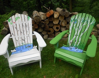 Hand painted Adirondack Yellow Chair Yellow Orange Sunset with