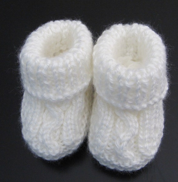 Items similar to Cable Knit Foldover Baby Booties on Etsy