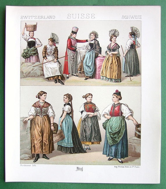 Items similar to SWITZERLAND Costume Dress of Swiss Women Bern ...