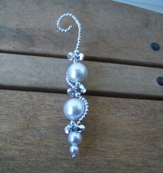 elegant silver and pearl icicle ornament elegant silver and pearl icicle ornament