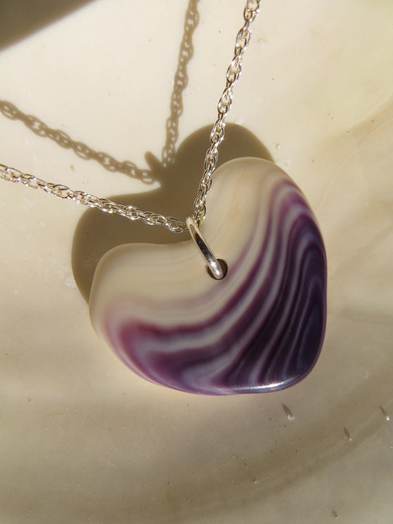 Seashell Heart Necklace Wampum Shell Jewelry