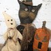 Primitive Grungy Spooky 3 Some Witch Cat ,Ghost and Pumpkin