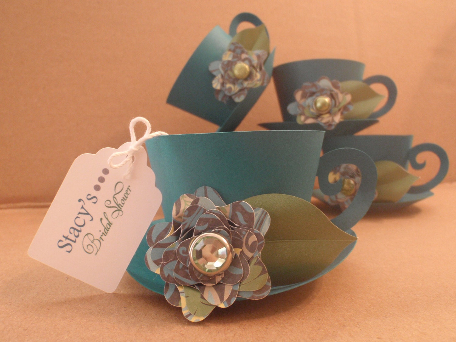 Custom Tea Cup Favor Boxes with Tags Set of by SweetiesEvents