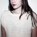 Vintage Ivory Knit Short Sleeve Shirt / Prophecy / Crop Top
