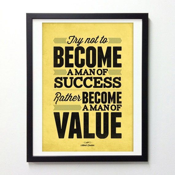 Albert Einstein quote poster  - Become a man of Value - Vintage-style typography art print A3