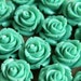 20 pc. Muted Teal Rose Cabochons 15mm - ships from USA