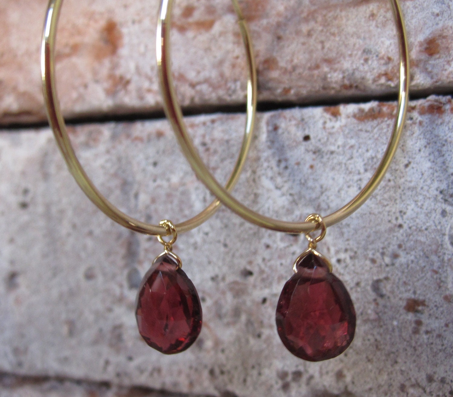 Dangle Hoop Earrings in 14K Gold